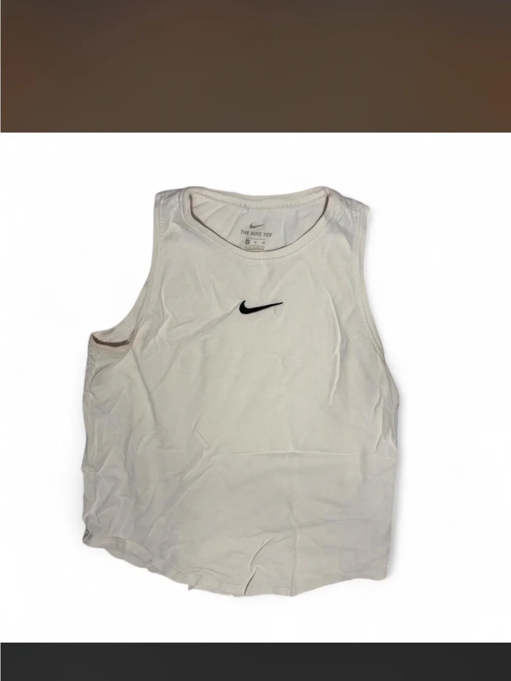 Nike Cream Knotted Cropped Tank with Black Swoosh